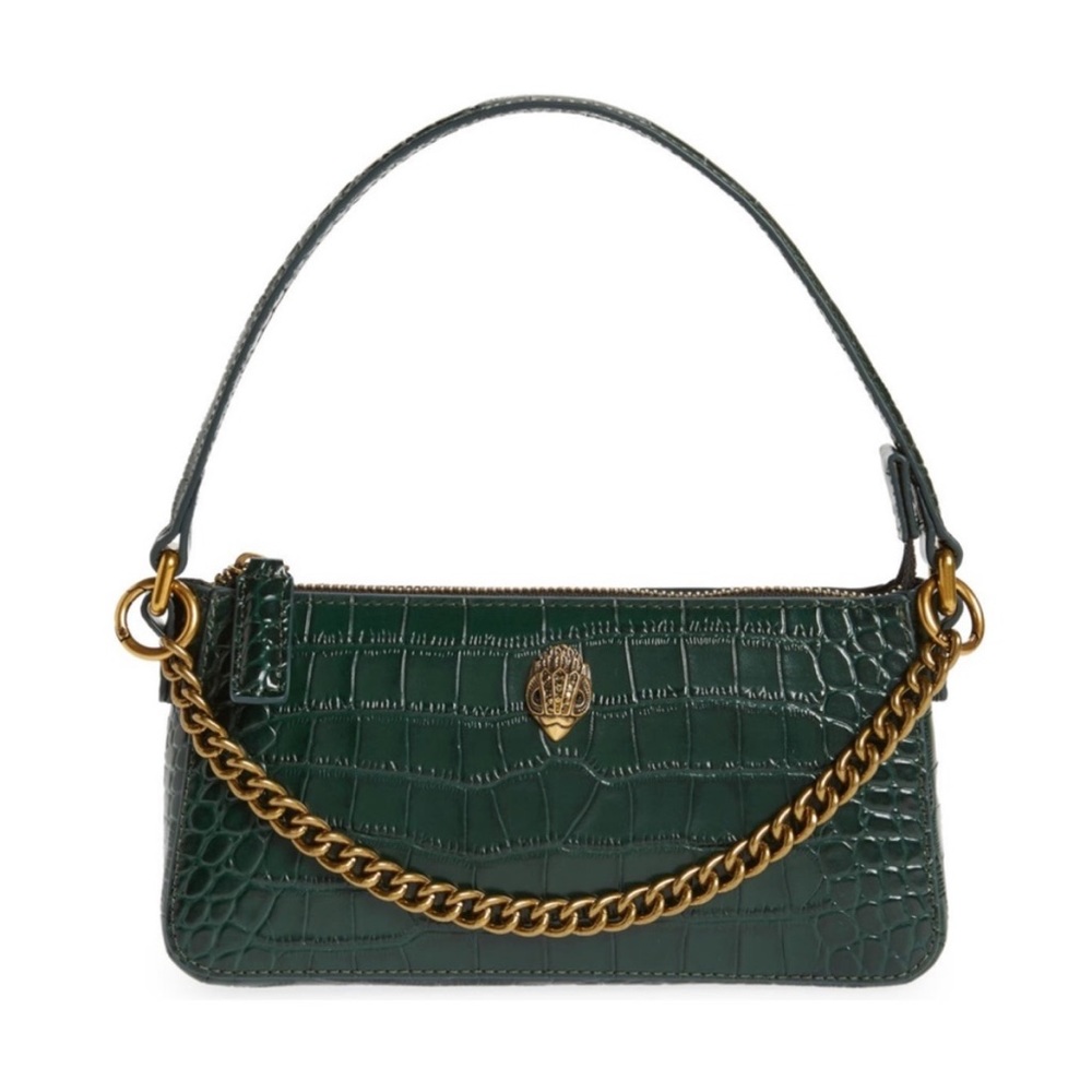 NWT Kurt Geiger Leather Shoreditch Pochette Dark Green